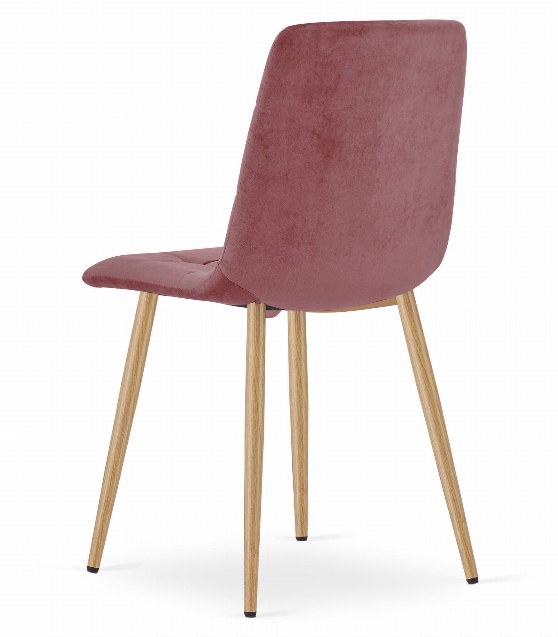 Sedia Valora PYRA in velluto rosa con gambe in legno, design moderno x2