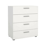 Cassettiera a quattro Aramis, colore bianco, cm 70 x 82 x 40