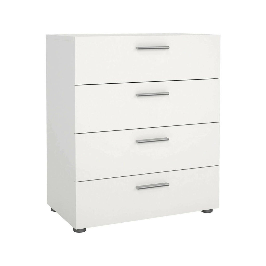 Cassettiera a quattro Aramis, colore bianco, cm 70 x 82 x 40