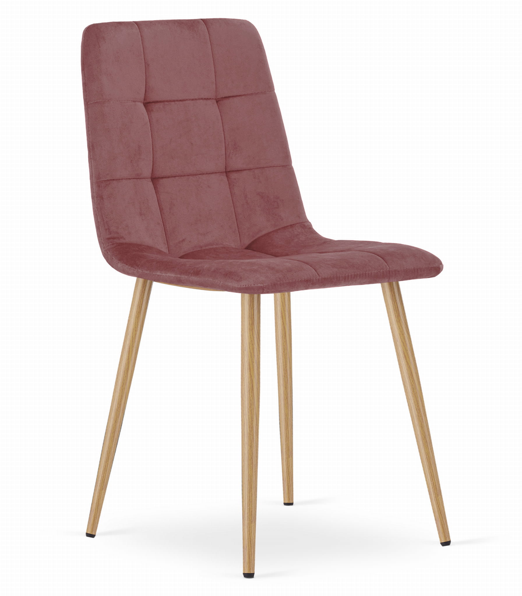 Sedia Valora PYRA in velluto rosa con gambe in legno per soggiorno x3