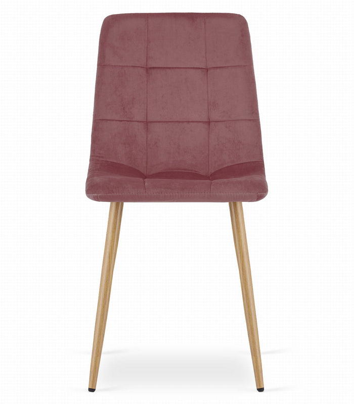 Sedia Valora PYRA in velluto rosa con gambe in legno per soggiorno x3