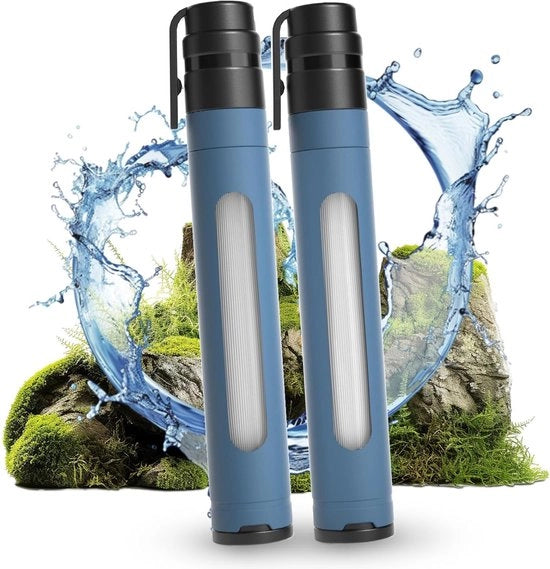 Filtro dell'acqua per esterno 3000L con finestra - Filtro dell'acqua personale per campeggio (Azzurro - 2x)
