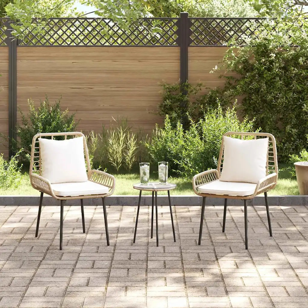 Set da Pranzo per Giardino 3 pz | Set Salotto da Giardino Marrone e Crema polyrattan