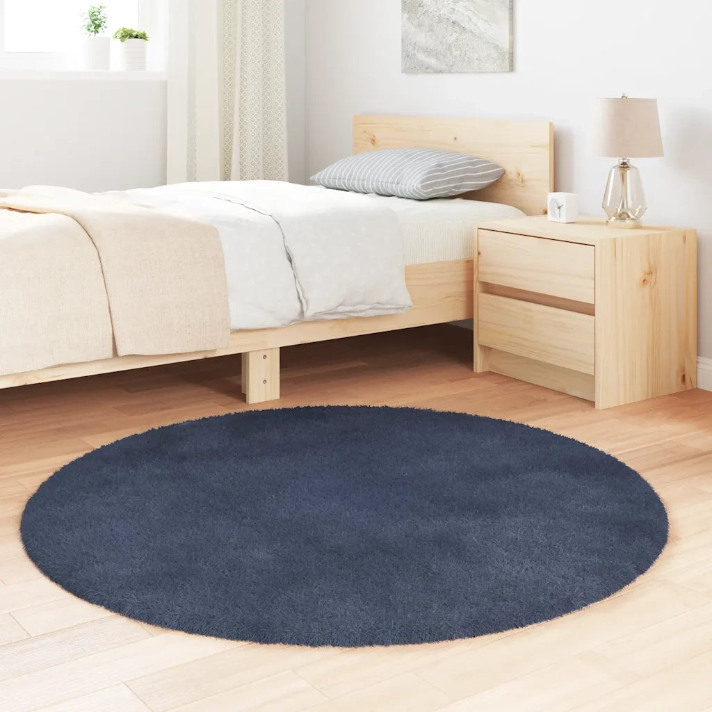 Tappeto Shaggy a Pelo Lungo NAVARRA Blu Marino 120x120 cm