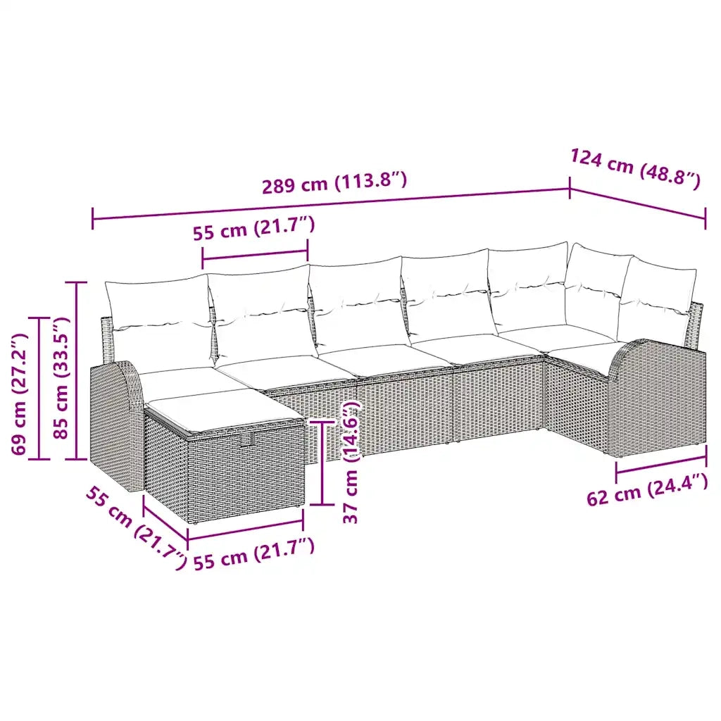 Set di divani con cuscino Grigio chiaro polyrattan 3359101