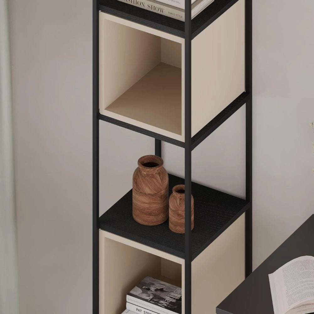 Libreria Vale Mini struttura in metallo nero e cubotti colore cashmere 36.2x39x179H – Geometria e stile industriale