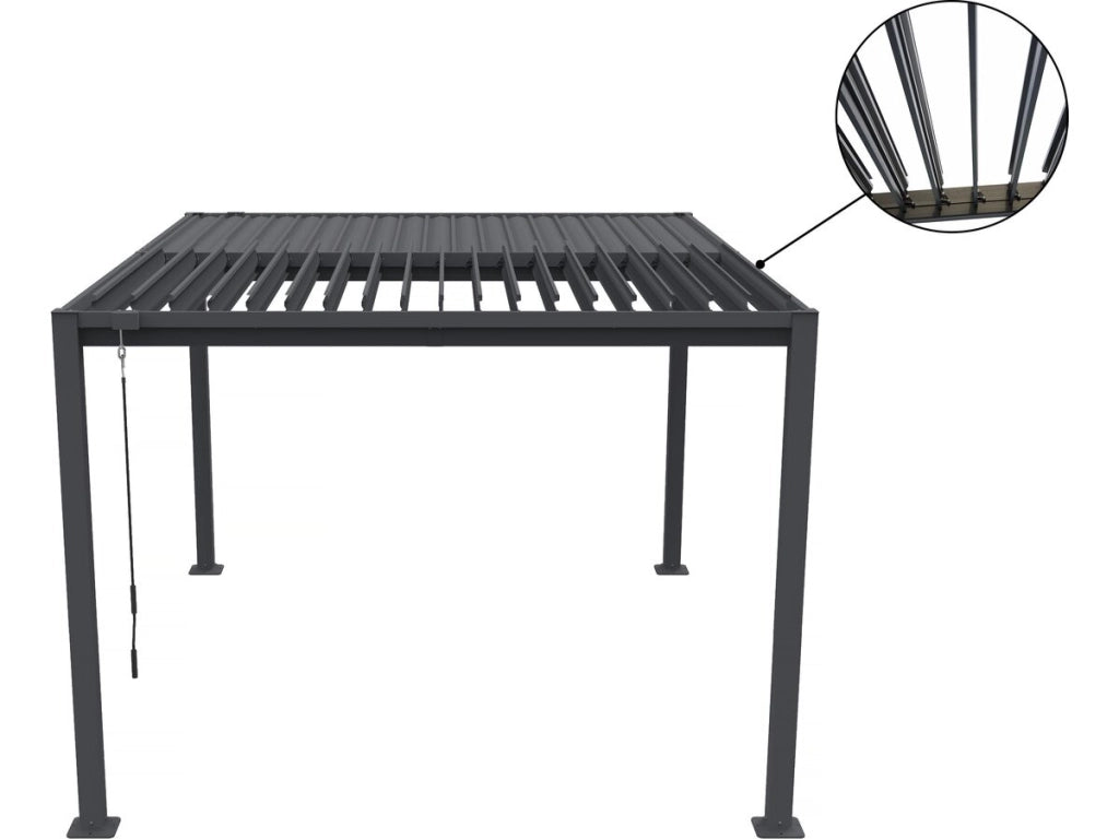 Pergola bioclimatica "Howard" con tenda in acciaio zincato - 3 x 4 m - Grigio