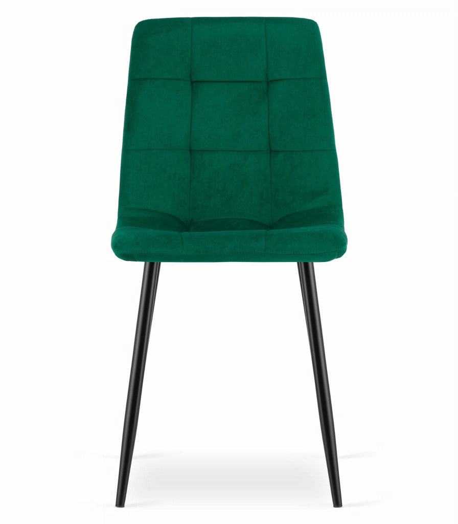 Sedia Valora PYRA in velluto verde scuro, design moderno x3