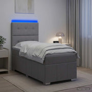 Letto Box Spring LED con Materasso Grigio Chiaro 80 x 200 cm 3455472