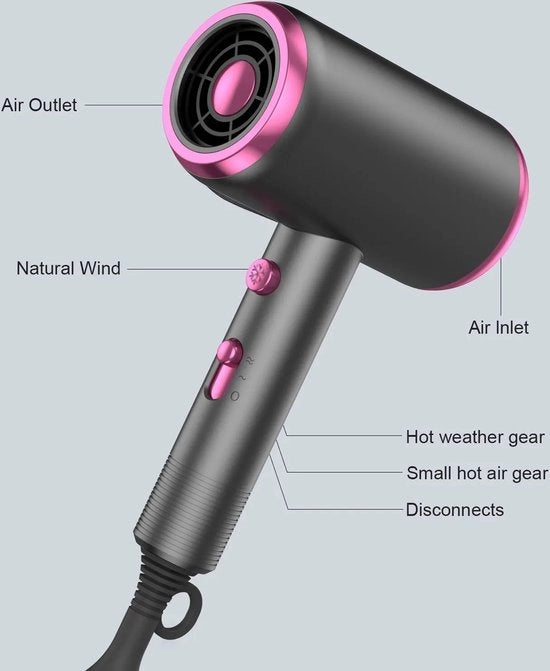 Fohn con Diffusore - Fohn per Capelli Ricci - Fohn con Tecnologia Ionen - Fohn con Pettinatrice