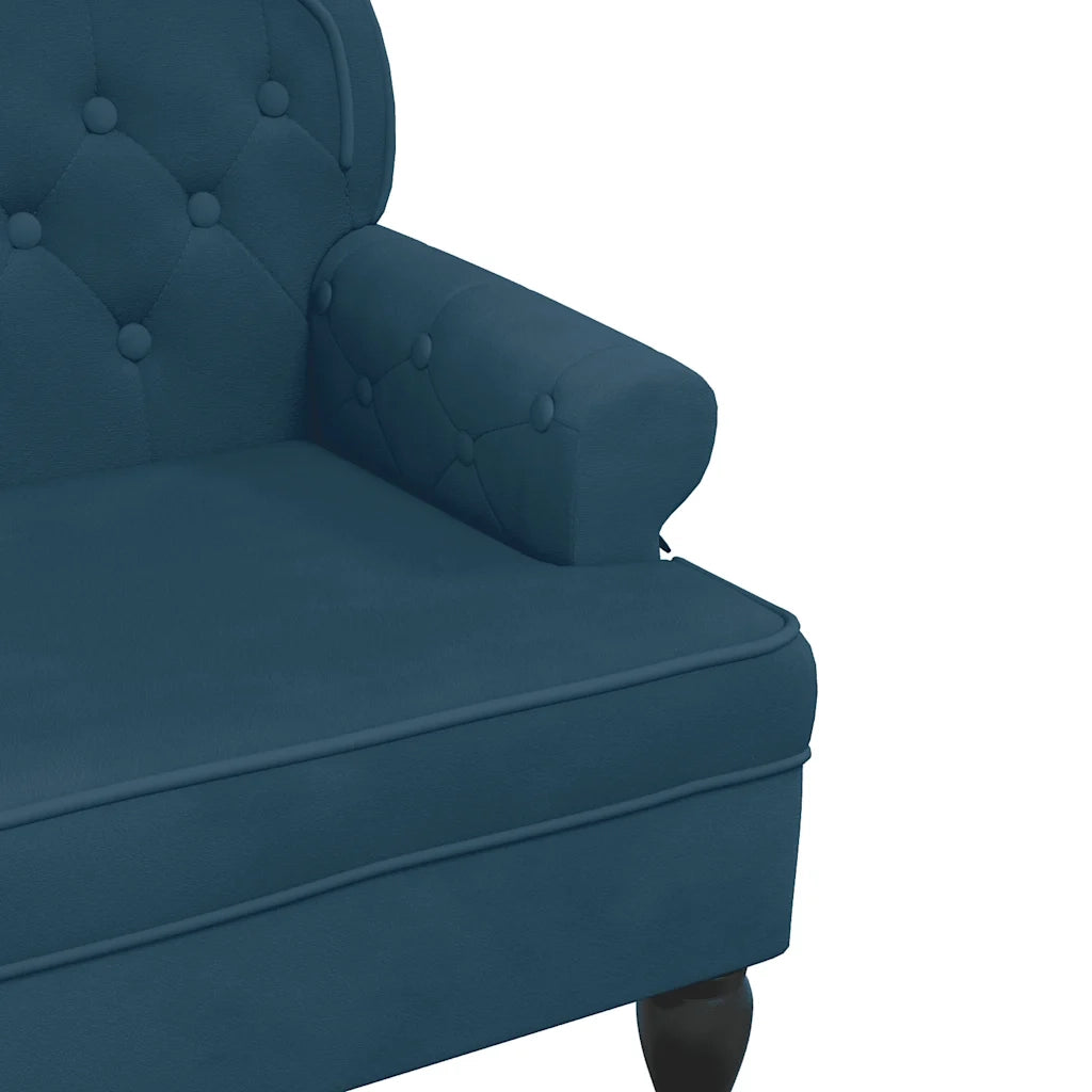 Panca con Schienale Blu 119,5x64,5x75 cm in Velluto