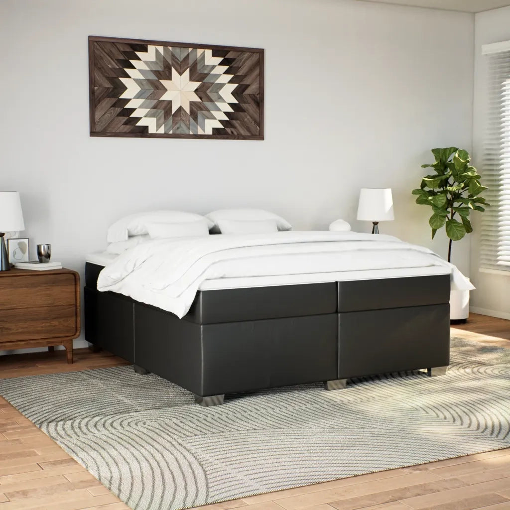 Giroletto a Molle con Materasso Nero 200x200 cm in Similpelle