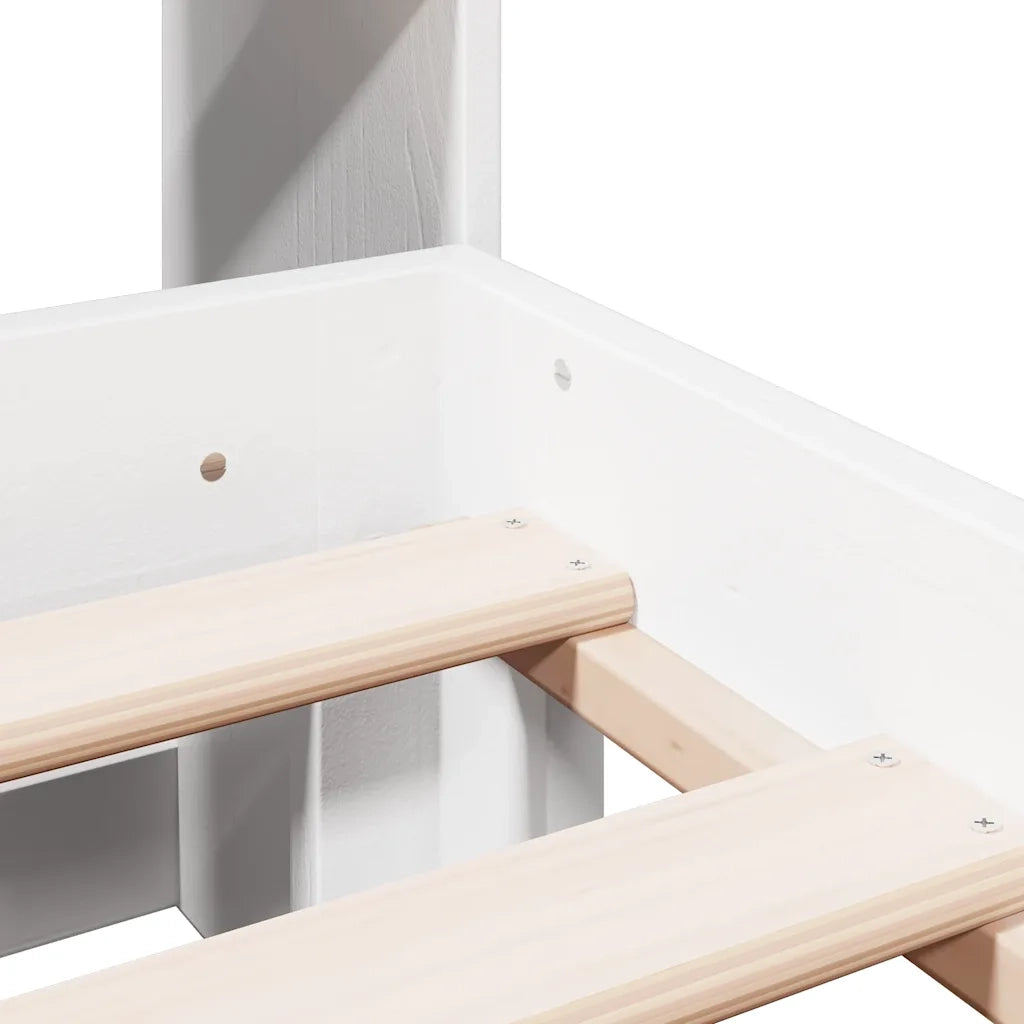Letto Libreria senza Materasso Bianco 140x200 cm Legno di Pino 3322797