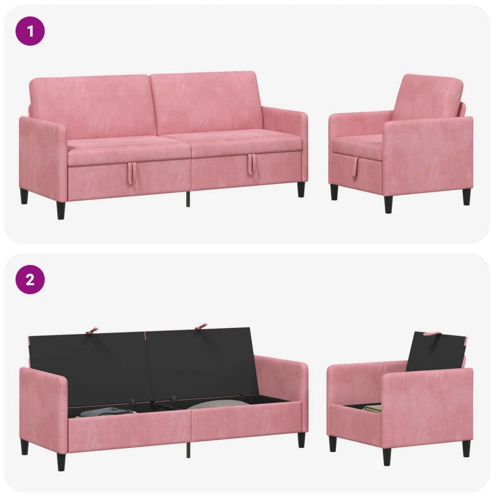 Set di Divani con Storage 2 pz Rosa Poliestere 3429250