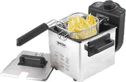 Friteuse elettrica 1000 W - 12 l - contenitore in acciaio inossidabile - regolazione della temperatura - massimo 190°C - adatta per frittura di patatine, carne e pesce