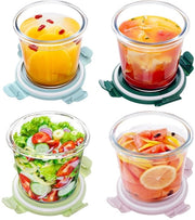 4 contenitori da 4 porzioni da 750 ml, vassoi di vetro con coperchio, conserve multifunzionali, portacibo trasportabile, contenitore da picnic chiuso a chiave, set di contenitori per frigorifero/congelatore/microonde, non BPA.