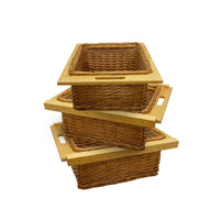Cestelli Estraibili in Vimini per Cucina Cassetti Organizzazione Credenza Cesto in Vimini con Telaio e Binari in Legno di Faggio per Dispensa da 50cm Organizza Unità 50 cm con Viti GRATIS - 3 Cesti