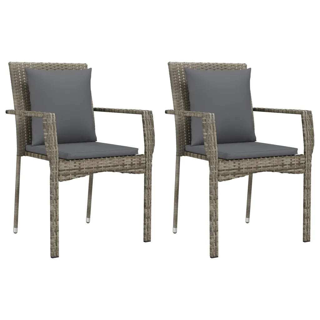 Set da Pranzo da Giardino 3 pz con Cuscini in Polyrattan Grigio 3184969
