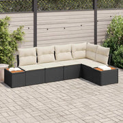 Set Divano da Giardino con cuscino 5 pcs Nero Poly Rattan 3348083