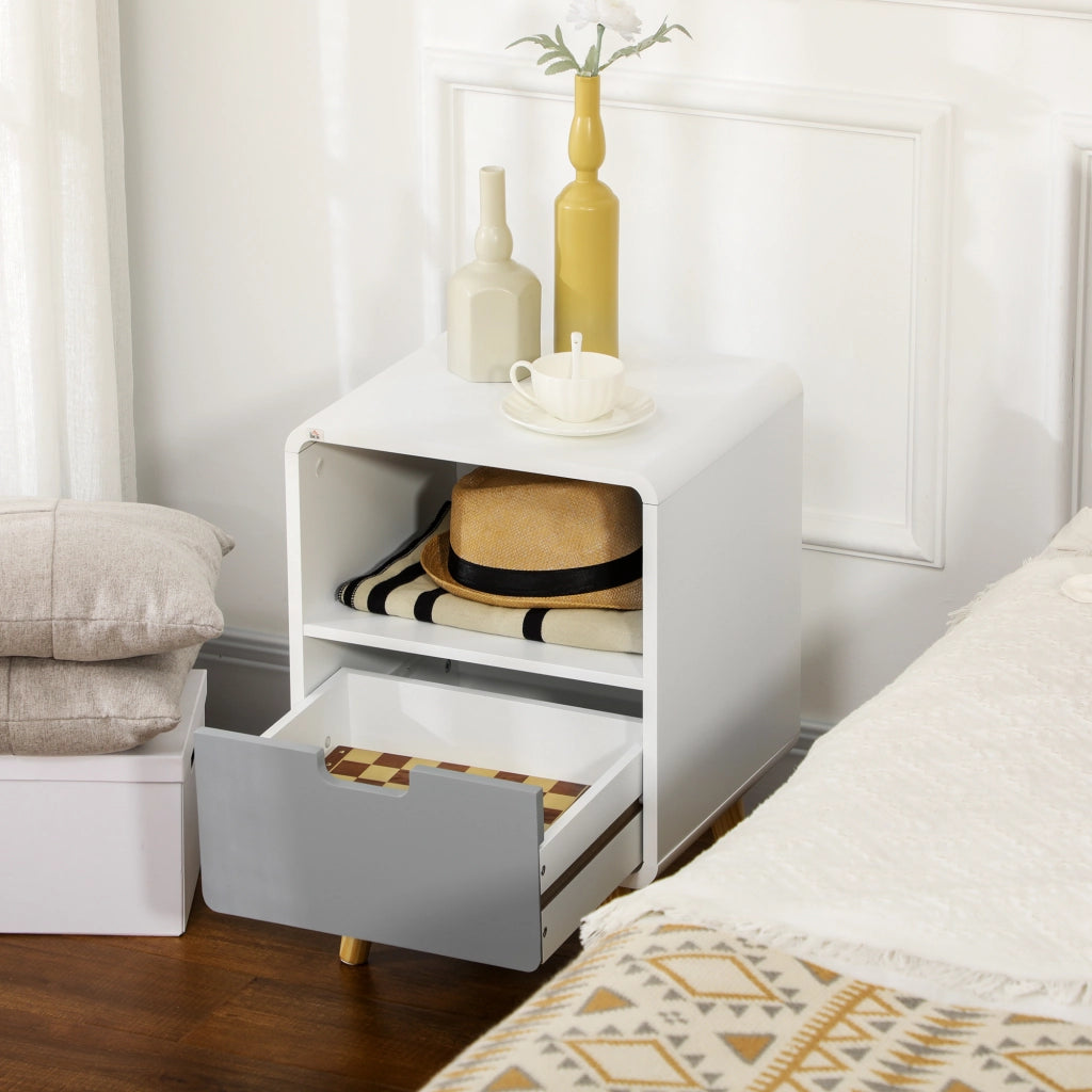 Comodino Scandinavo con Cassetto ¨C Zephmum ¨C Bianco 40x38x58 cm