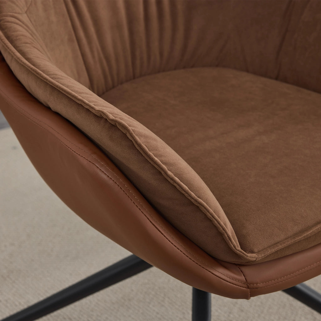 Poltrona girevole in pelle sintetica ergonomica con rotazione 360 gradi per camera da letto marrone 69 × 65 × 46 cm