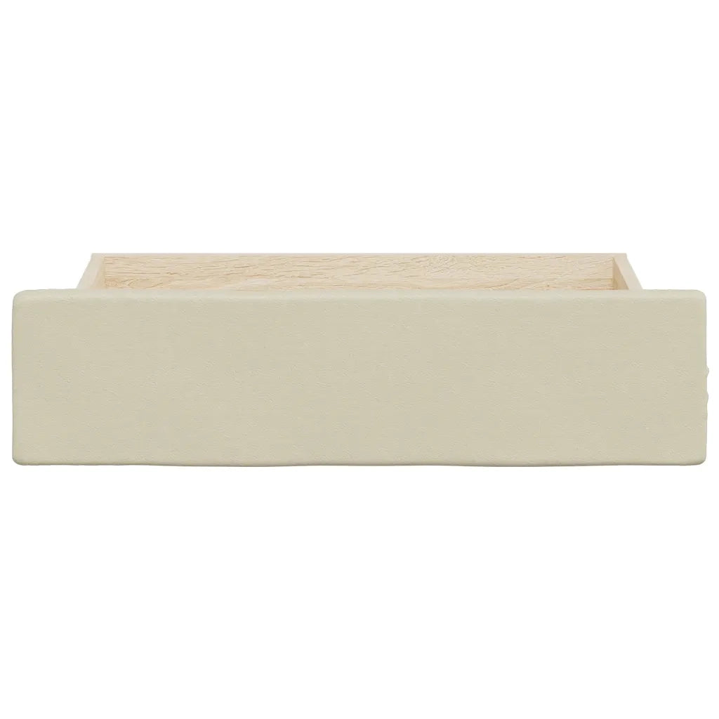 Cassetti da Letto 2pz Crema in Legno Multistrato e Similpelle