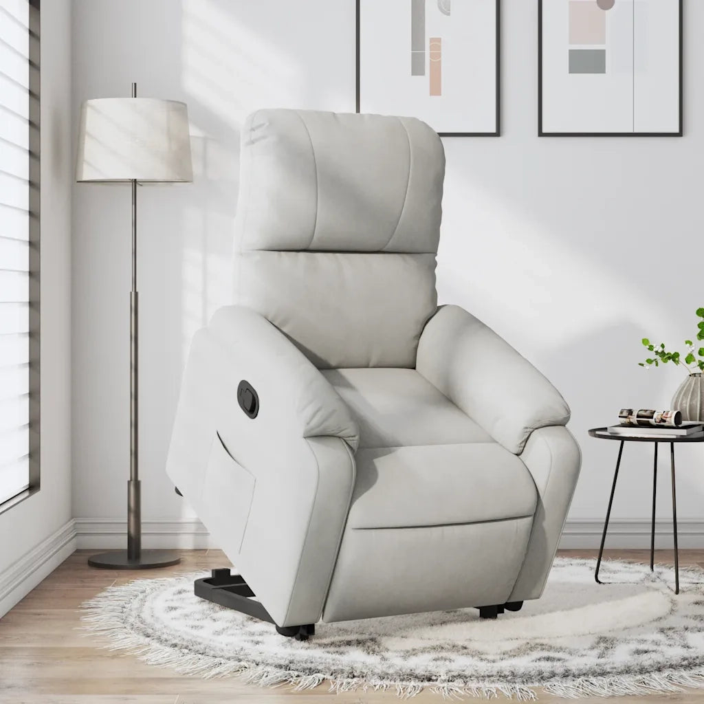 Divano Sedia-Poltrona Alzapersona Reclinabile Grigio Chiaro Microfibra