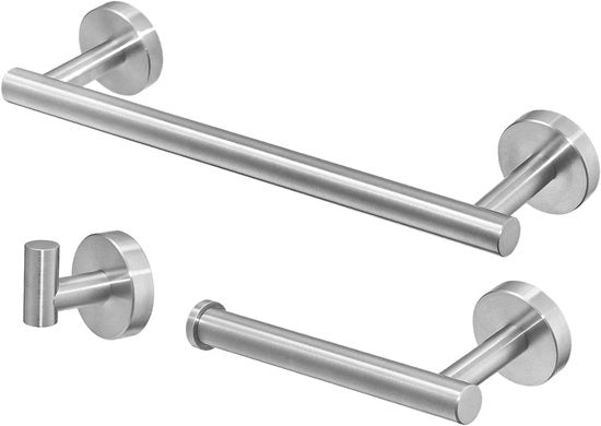 Set di accessori da bagno in acciaio inox laccato opaco con contenitore per carta igienica e asciugamano
