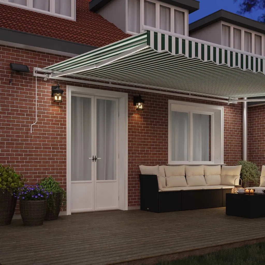Tenda Retrattile Verde e Bianco 500 × 300 cm Tessuto e acciaio 3331460
