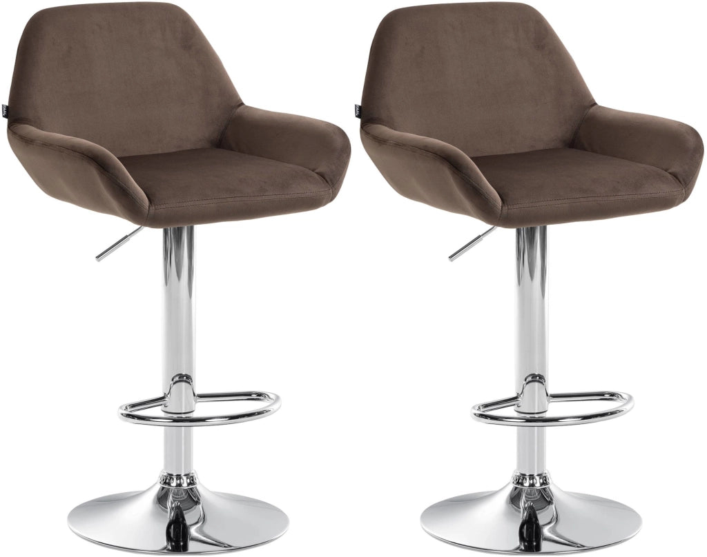 Set di 2 sgabelli da bar Braga velluto cromato 2