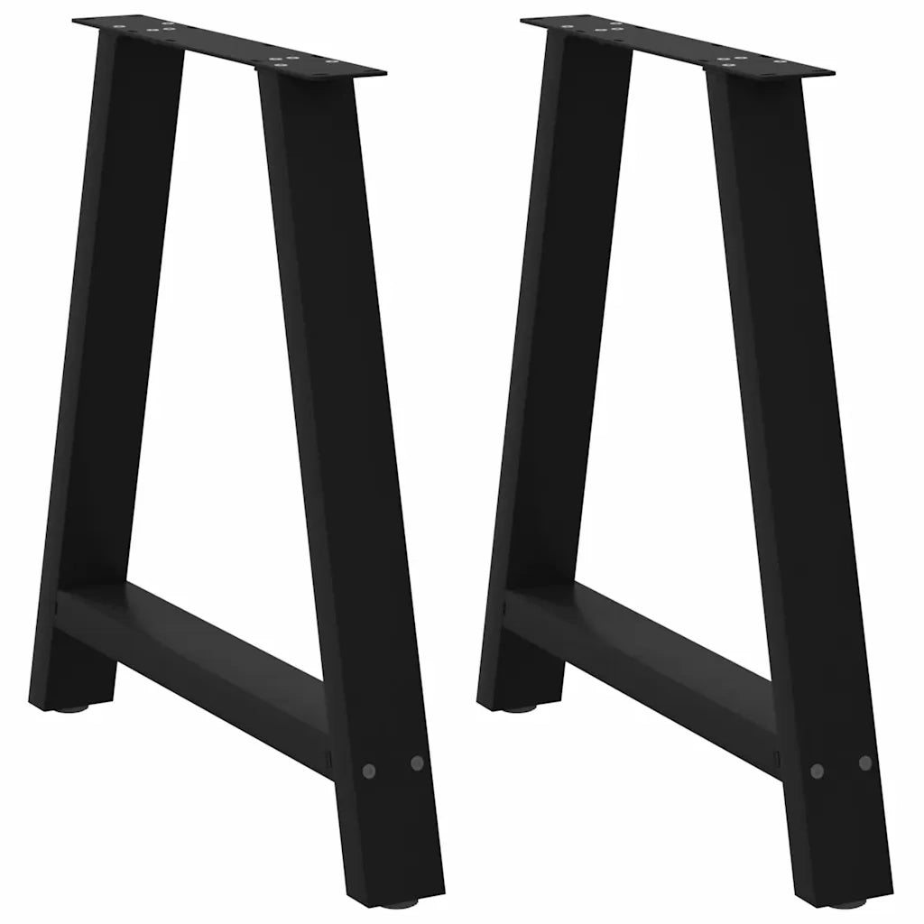 Gambe per tavolo da pranzo a forma di A 2 pz nere 70x(72-73) cm in acciaio
