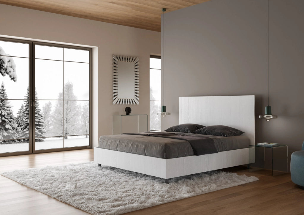 Letto matrimoniale contenitore doppia alzata 160x190 bianco frassino New Egos