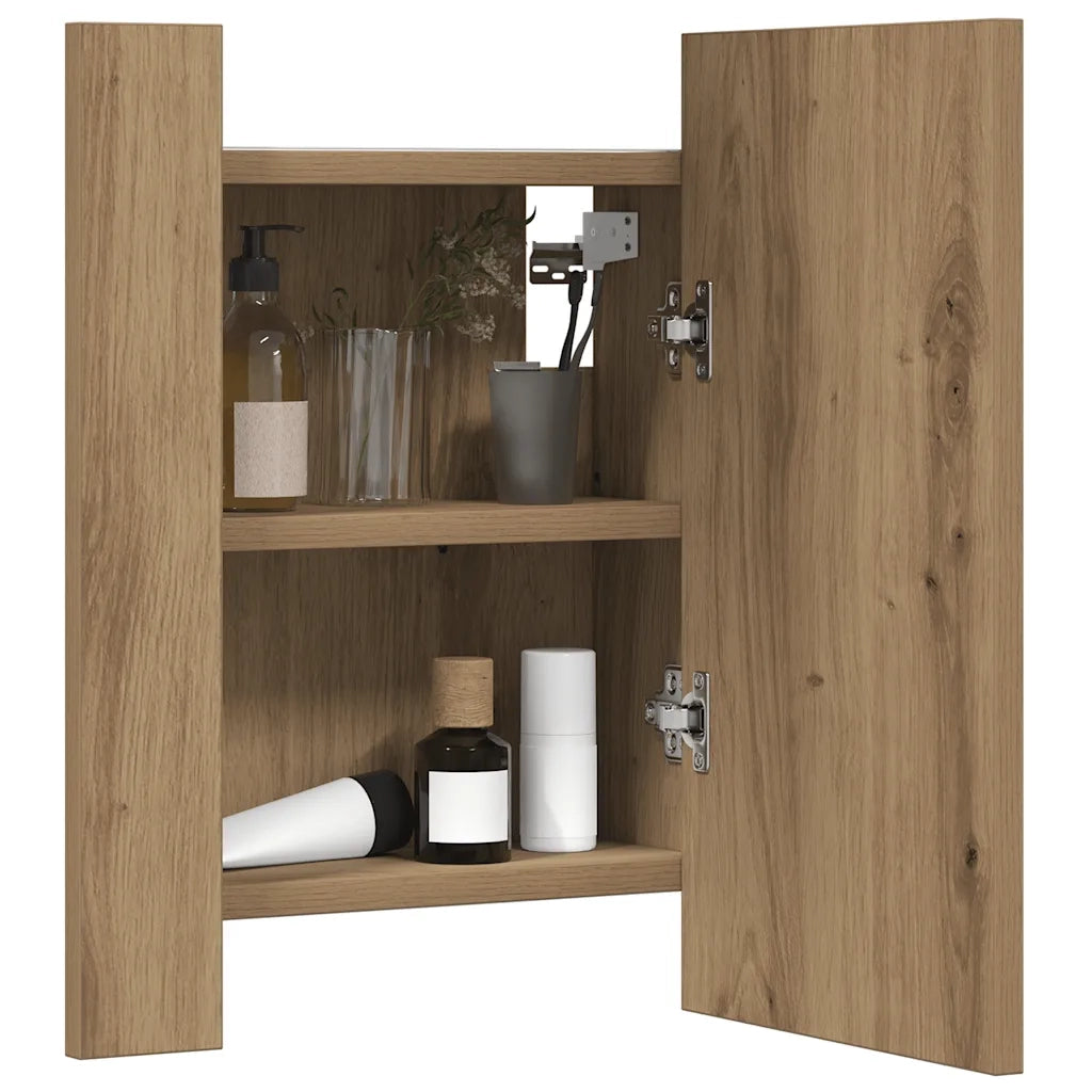 Mobile Bagno Specchio LED Rovere 40x12x45 cm Multistrato 856280