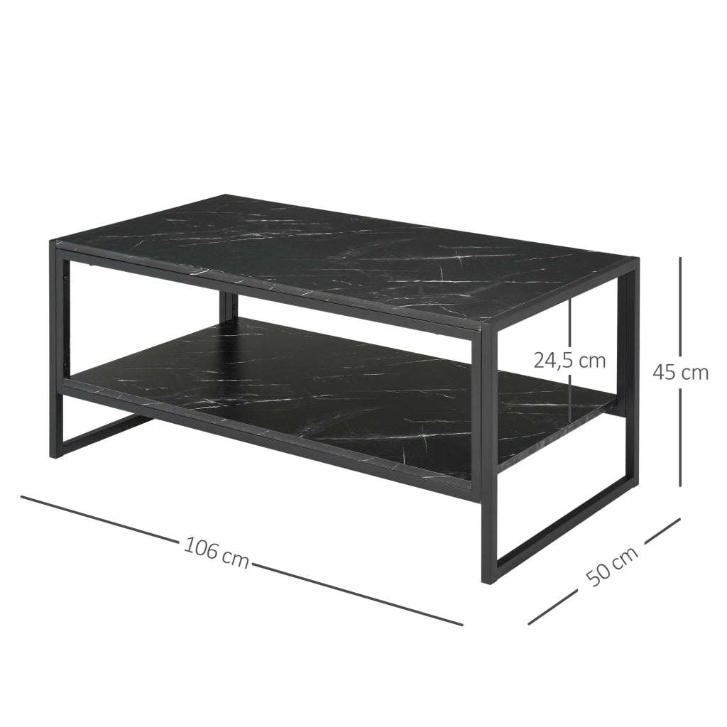 Tavolino Moderno con 2 Ripiani ¨C Zephmum ¨C Nero 106x50x47 cm