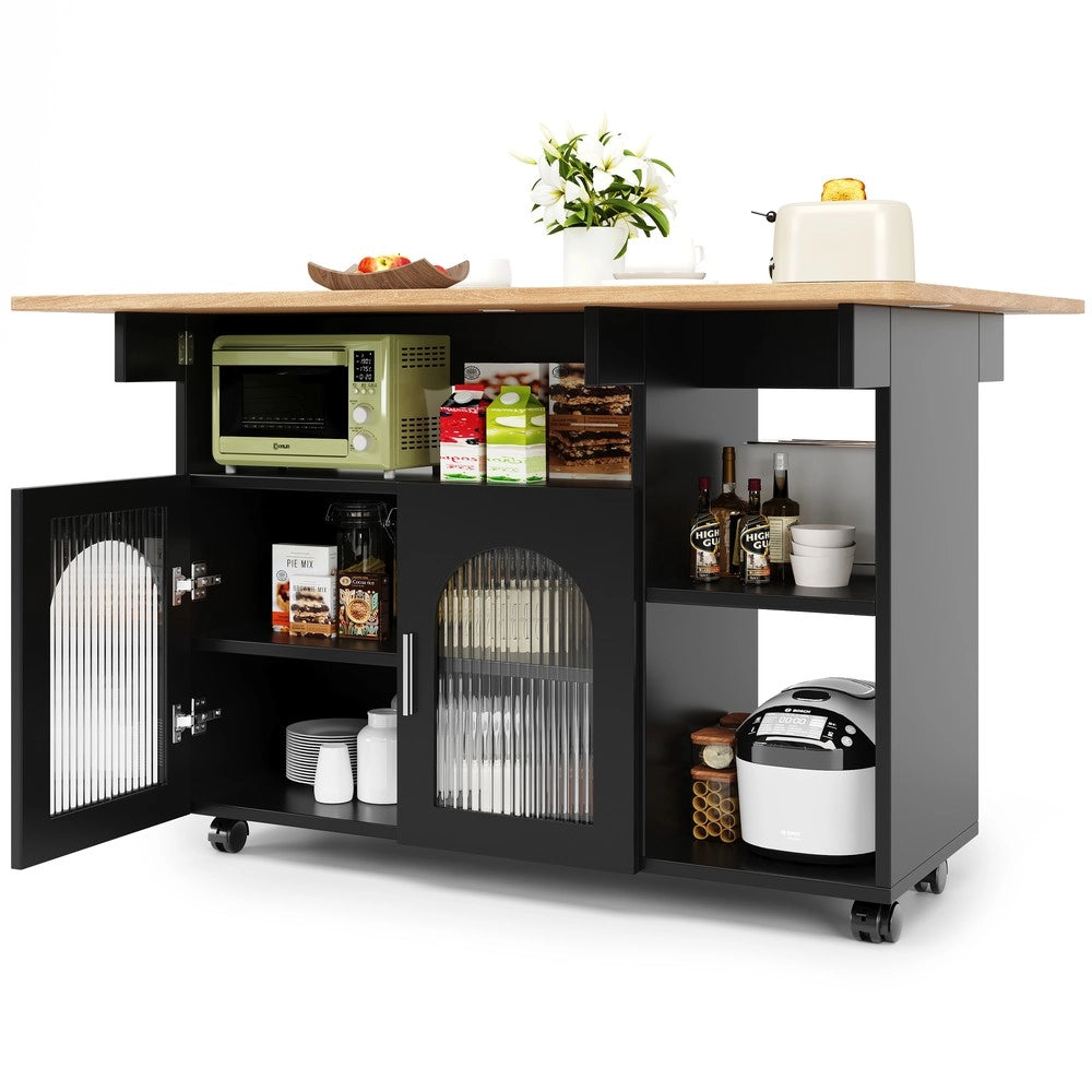 Isola Cucina Multifunzionale con Buffet ¨C Xylo ¨C Nero, Effetto Legno