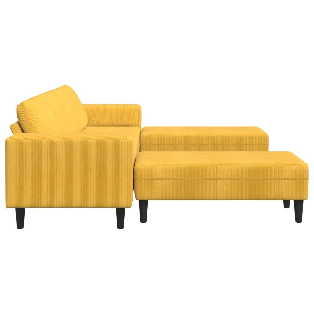 Divano Giallo Chiaro 250 x 188 x 76 cm Tessuto in Cords 3335137
