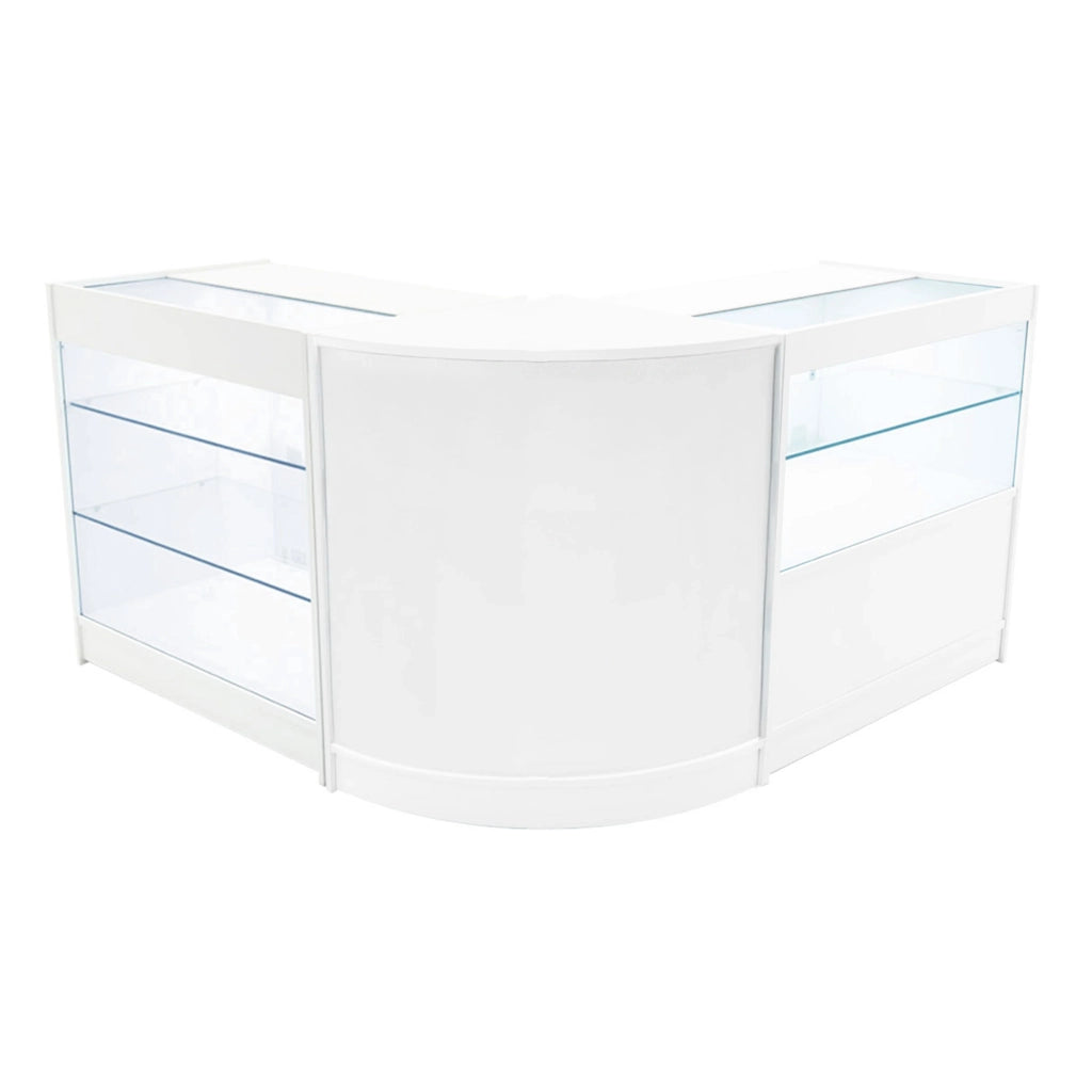 Set Bancone Bianco Hera LED K900 C900 CM60 con Serratura e Vetrina Espositiva
