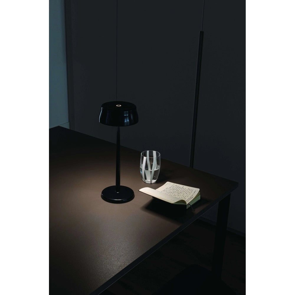 Zafferano Sister Light Wi-fi Lampada a led smart da tavolo Nero Perlato ricaricabile e dimmerabile