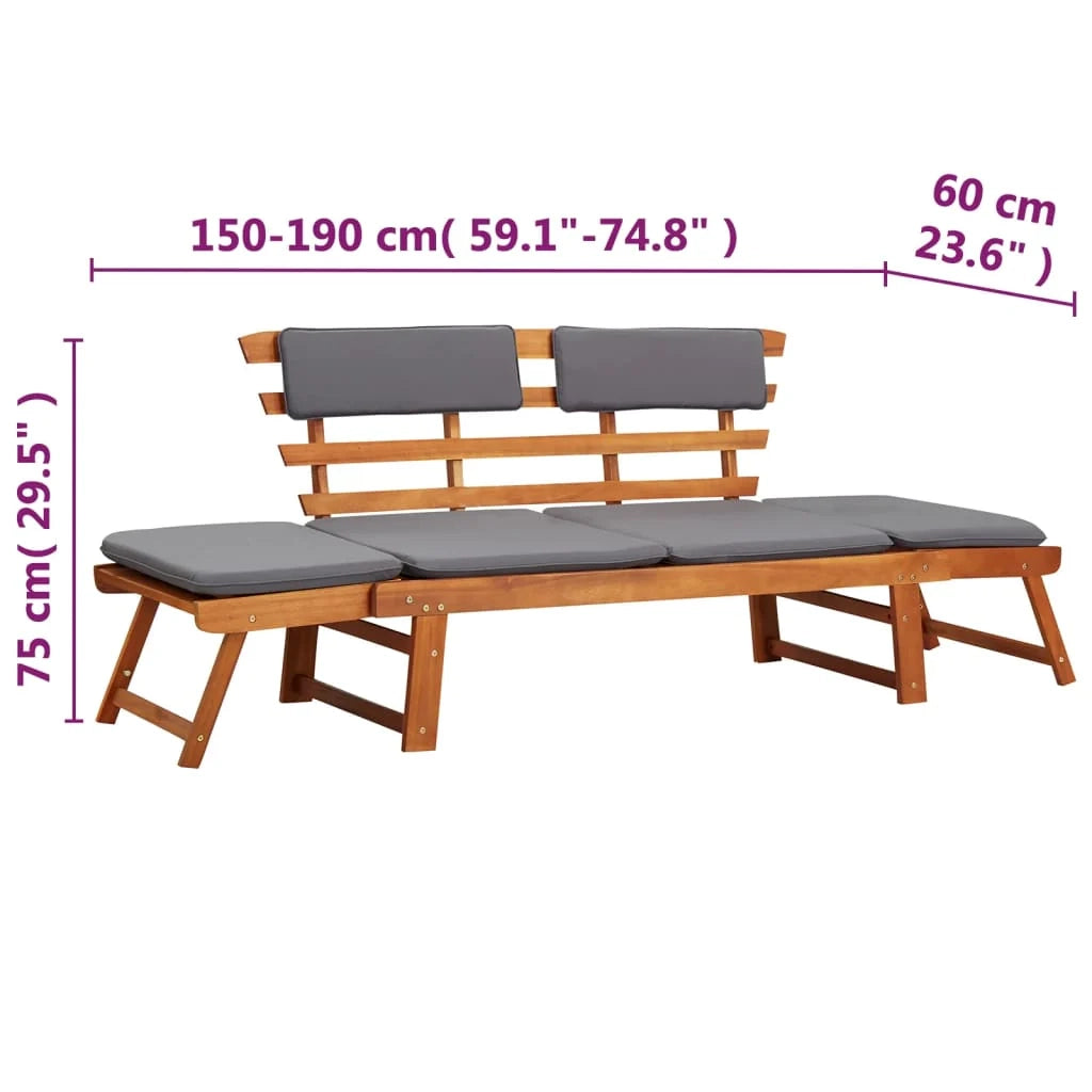 Chaise longue 190cm con cuscino 2 in 1 legno massello di acacia 02_0011866