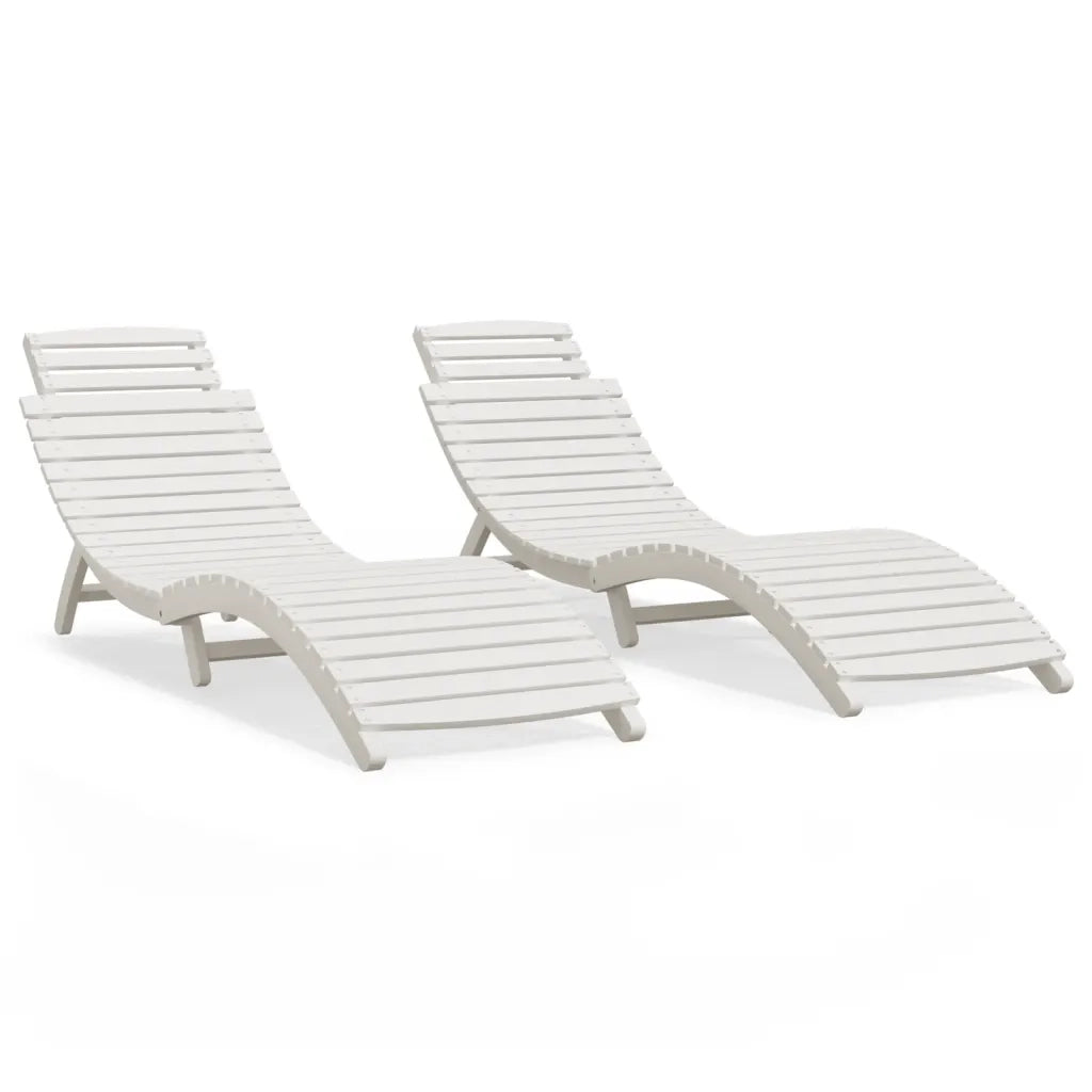 Lettini 2 pz Bianchi 184x55x64 cm Legno Massello di Acacia 3155470