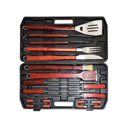 LAPILLO 00649 Posate per Barbecue Set da 18 Pezzi in Acciaio Cromato con Impugnature in Legno colore Legno