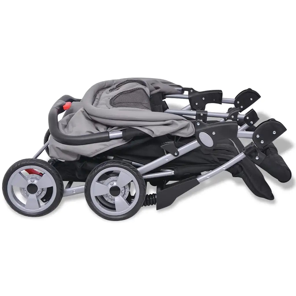 Passeggino Gemellare in Acciaio Grigio e Nero CFW1926908