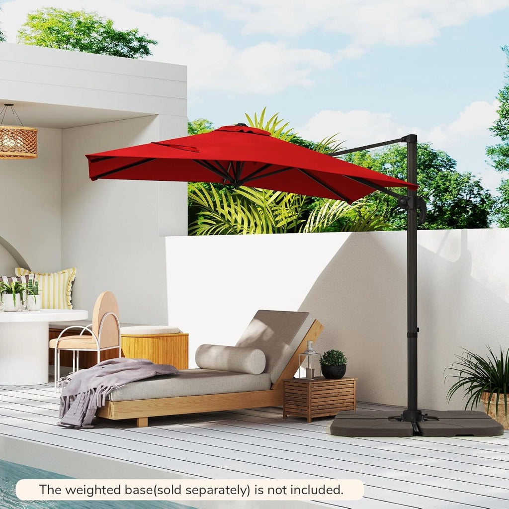 Ombrellone da Giardino 250 x 250 cm Decentrato, Ombrellone da Balcone Inclinabile con Base a Croce, Manovella, Rotazione a 360°, per Arredo Esterno, Cortile e Terrazzo
