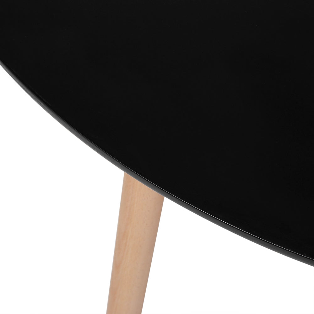 Tavolo da Pranzo in Legno di Faggio Nero ø 120 cm Rotondo Cucina Soggiorno Minimalista