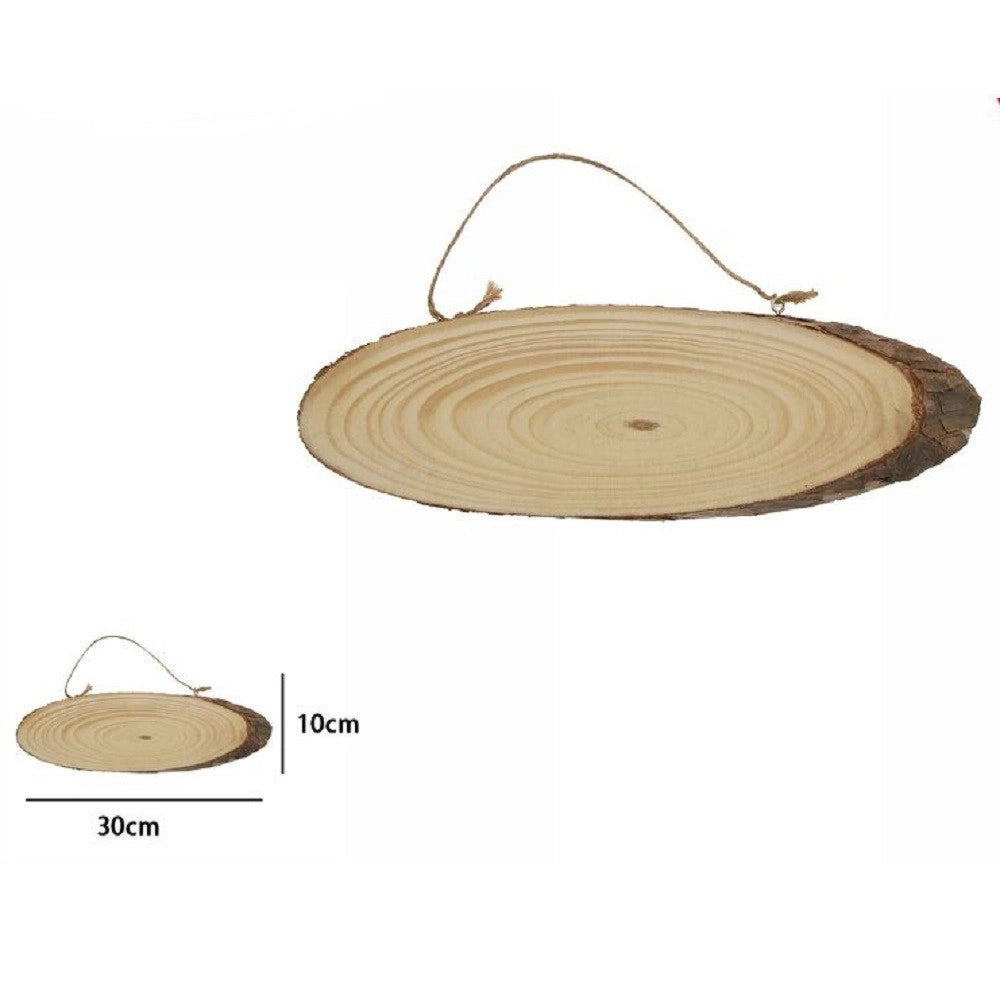 Trade Shop - Disco Legno Naturale Base Tronco Decorativa Ornamento Da Appendere 30x10cm 72103 -