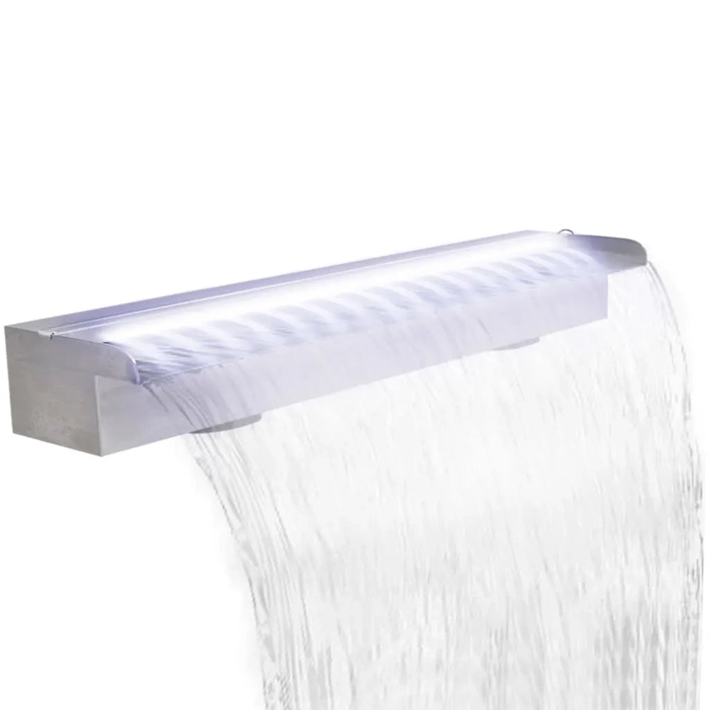 Cascata per Laghetto Rettangolare con LED in Acciaio Inox 90 cm 41674