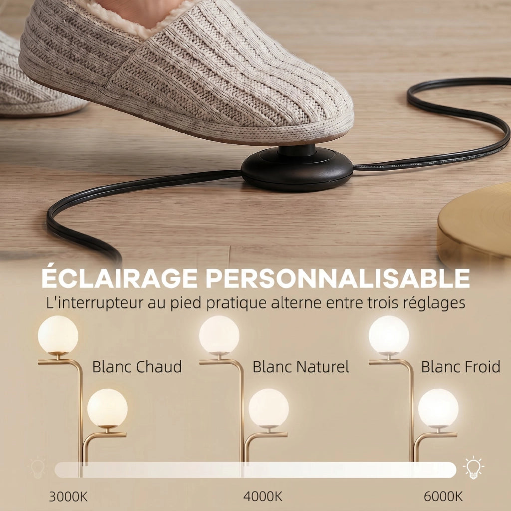 Lampada da Terra a Doppia Testa ¨C Minimal ¨C Dorato, Vetro, 3 Temperature