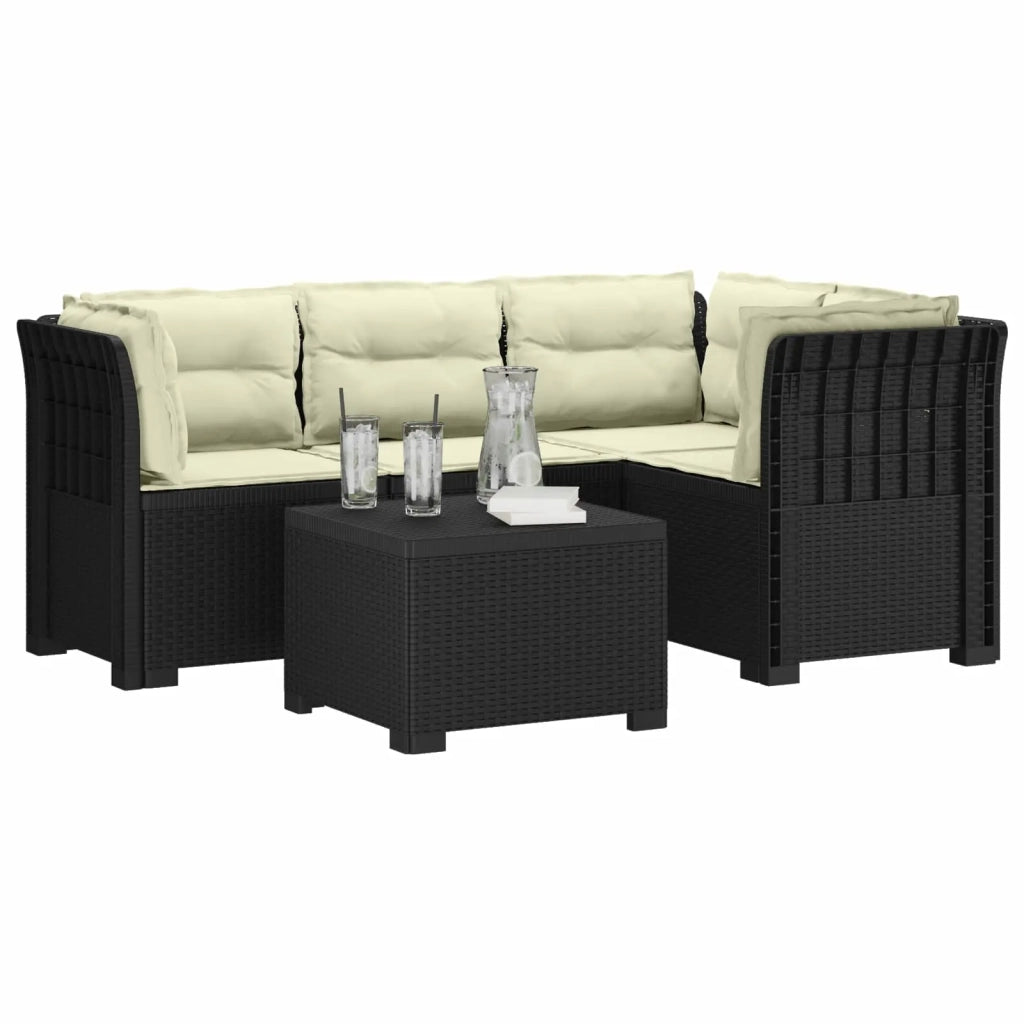Divano da giardino 4 posti con cuscini aspetto rattan PP 3444014