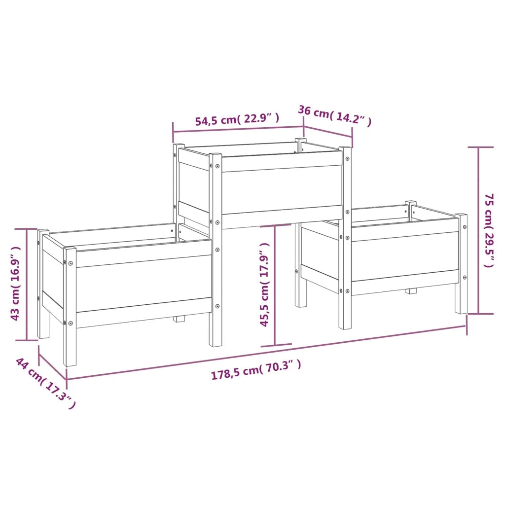Fioriera Marrone Ambra 178,5x44x75 cm in Legno Massello di Pino 822250
