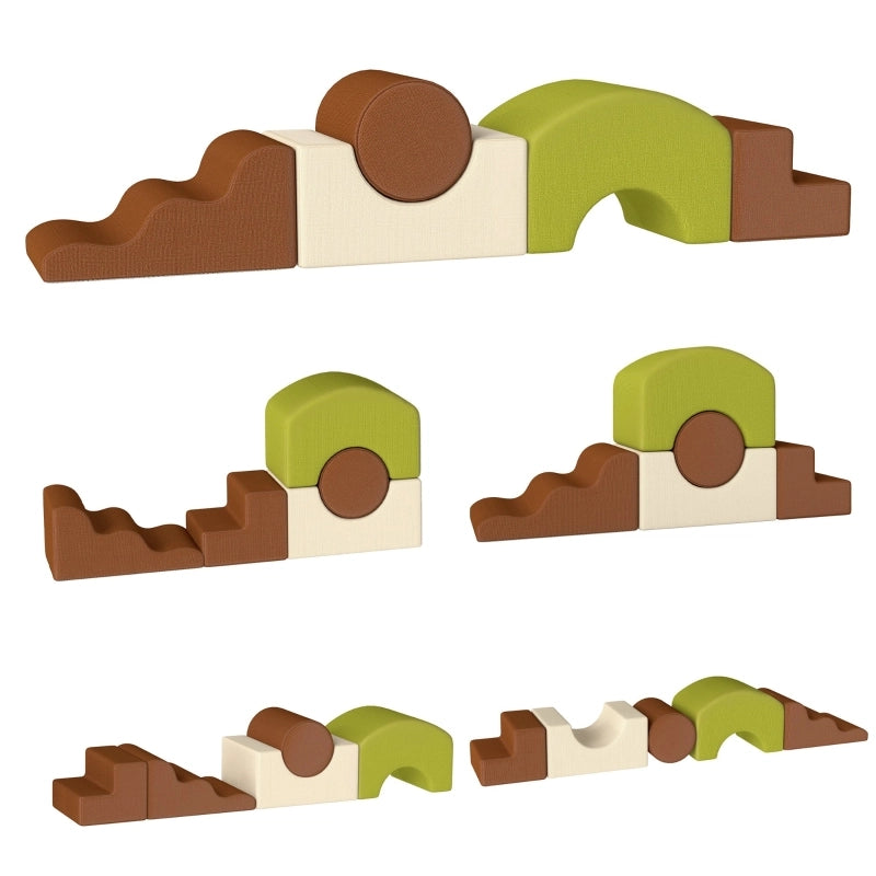 Set di 5 mattoncini da costruzione in schiuma. Mattoncini morbidi per bambini, con effetto velluto a coste e base antiscivolo, colorati.
